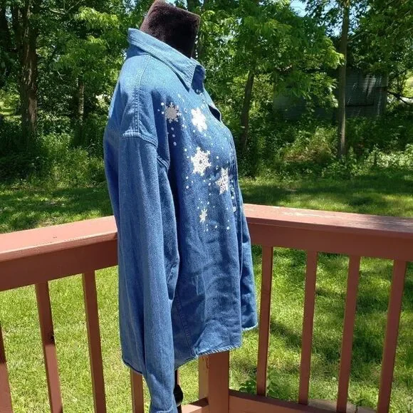 Artworks by Kay Black Ladies Button Down Denim Top,Large - Picture 4 of 12